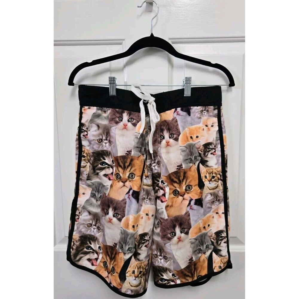 Bioworld  Kitty Kittens Cats allover print Swim Trunks Lined Mesh SZ S